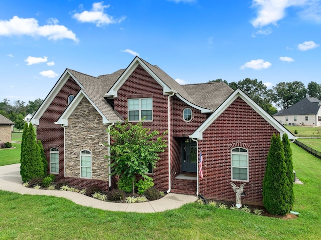 front facade with a front lawn