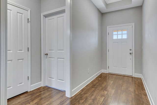 entrance foyer with dark hardwood / wood-style flooring