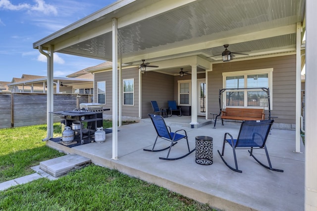 view of patio with ceiling fan