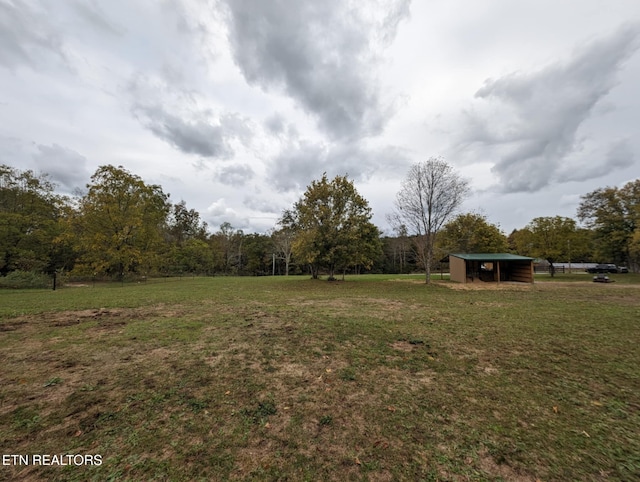 view of yard with an outbuilding