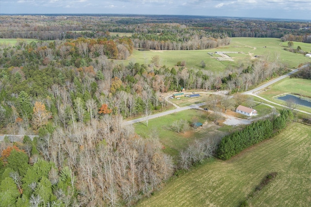 aerial view featuring a water view and a rural view