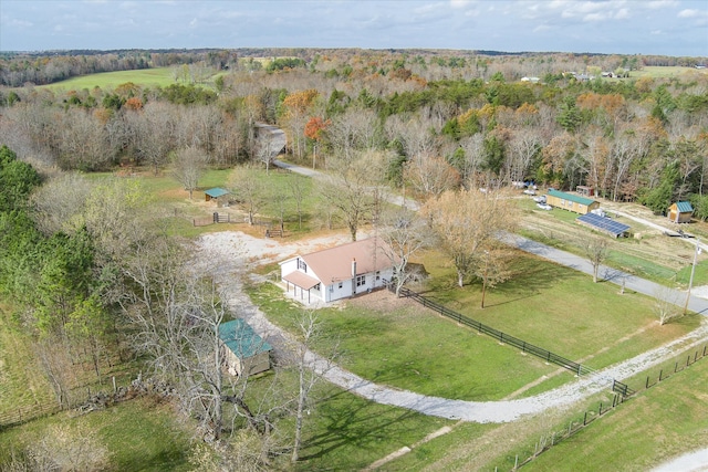 birds eye view of property featuring a rural view