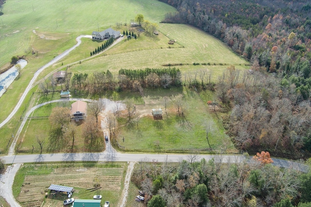 bird's eye view with a rural view