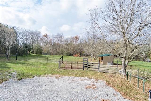 exterior space featuring a rural view