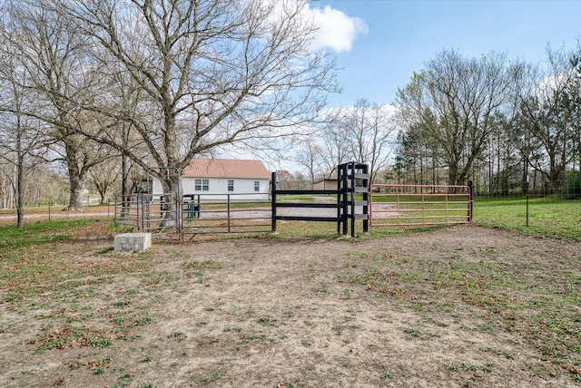 view of yard with a rural view