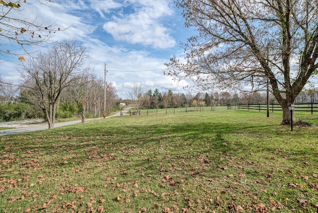 view of yard with a rural view