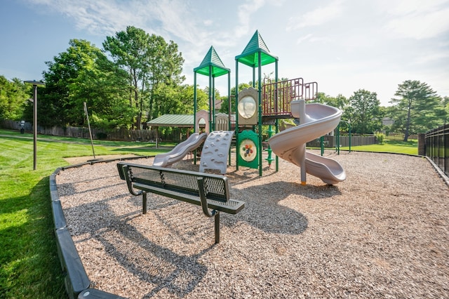 view of playground featuring a yard