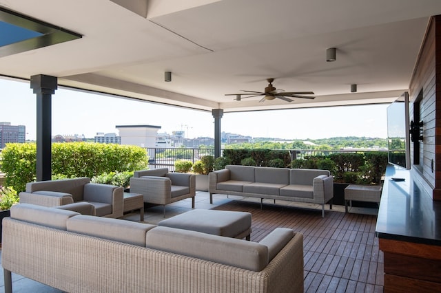 view of patio / terrace featuring outdoor lounge area and ceiling fan