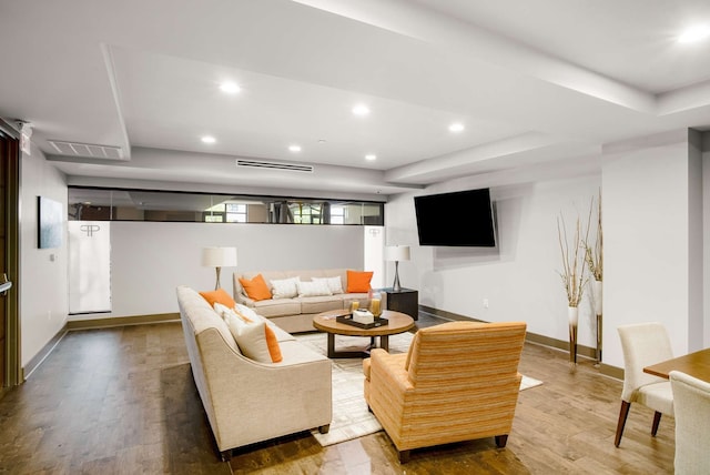 living room with hardwood / wood-style flooring