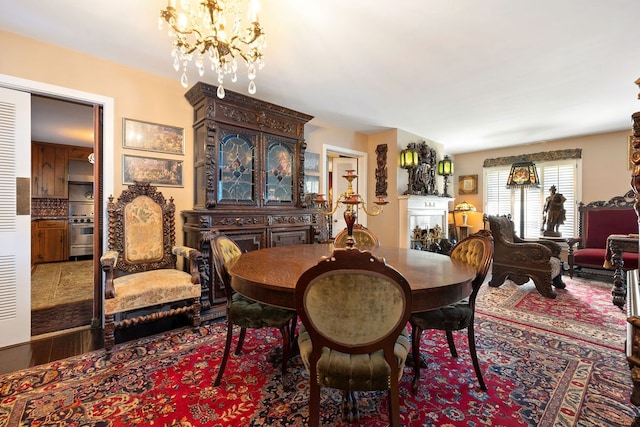 dining room featuring an inviting chandelier