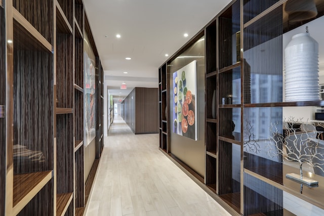 hall featuring light wood-type flooring