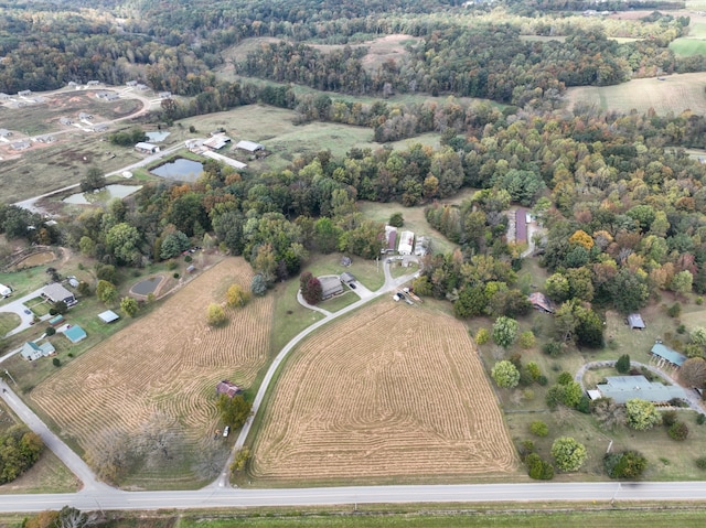 birds eye view of property featuring a rural view