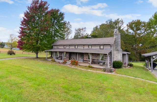 view of front of property featuring a front yard