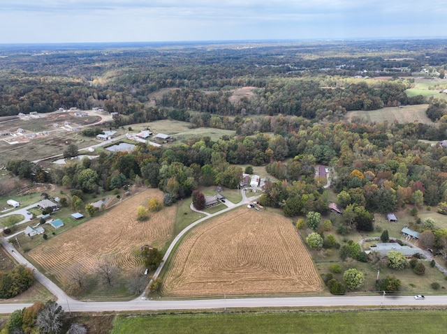 birds eye view of property featuring a rural view