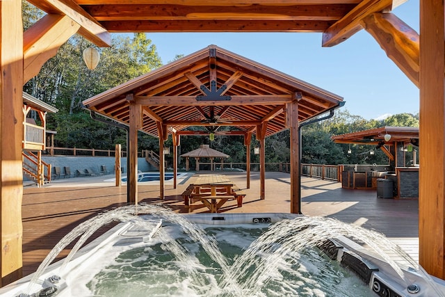 43 Landfill Ln, Brush Creek, TN 38547 - exterior space featuring a wooden deck, a gazebo, and a hot tub