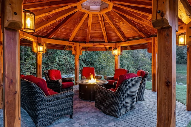 43 Landfill Ln, Brush Creek, TN 38547 - view of patio with an outdoor fire pit and a gazebo