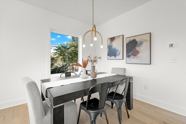 dining space with light hardwood / wood-style flooring