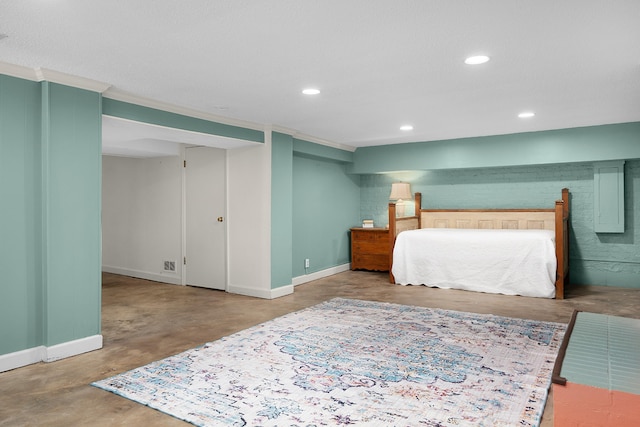 bedroom featuring concrete floors