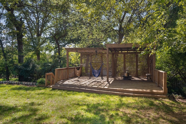 exterior space featuring a deck and a pergola