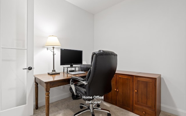 view of carpeted home office