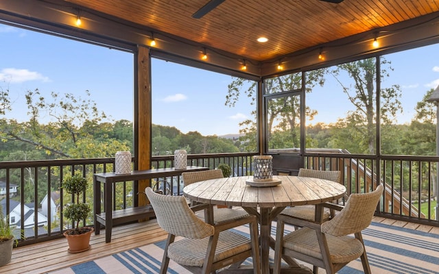 1871 Notting Hl, Chattanooga, TN 37405 - sunroom / solarium featuring track lighting, a ceiling fan, and outdoor dining area