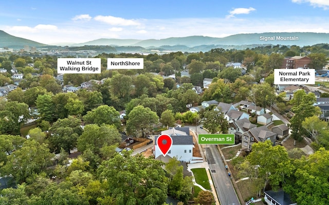 aerial view featuring a mountain view