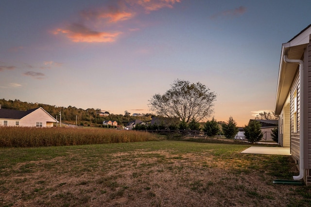 yard at dusk with a patio