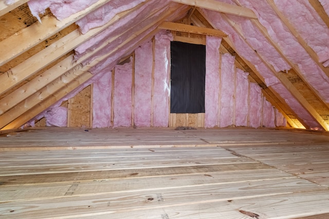 view of unfinished attic