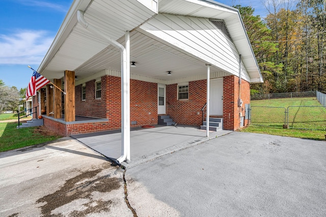 view of patio with a carport