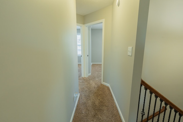 hallway featuring light carpet