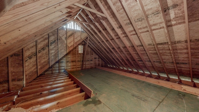 view of unfinished attic