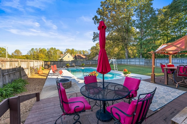 view of patio featuring a swimming pool side deck