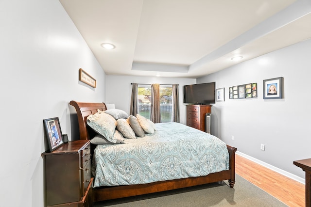 bedroom with wood-type flooring