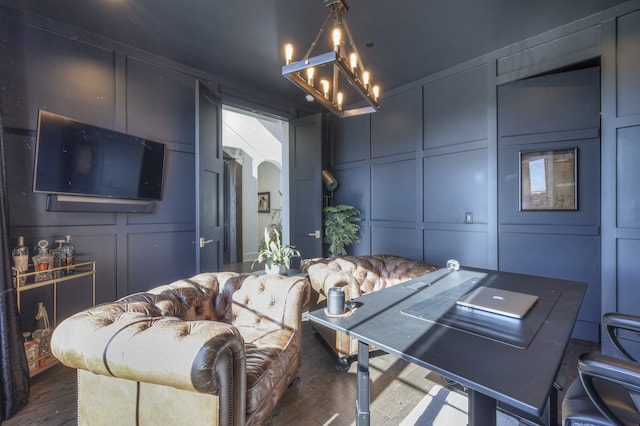 living room featuring dark hardwood / wood-style flooring