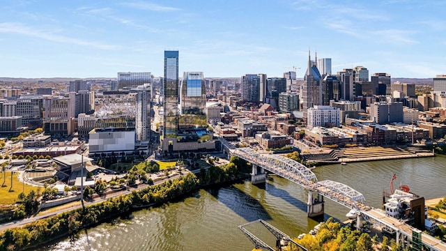 property's view of city with a water view