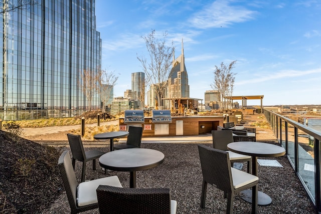 view of patio / terrace with area for grilling and an outdoor kitchen