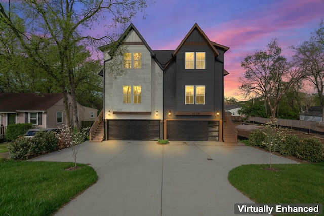 view of front of house with a garage