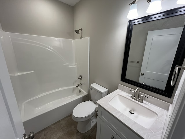 full bathroom featuring toilet, vanity, and bathing tub / shower combination