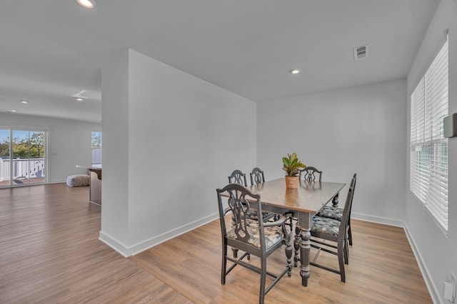 dining area featuring light hardwood / wood-style floors