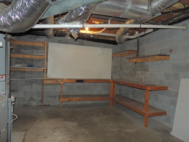 basement featuring gas water heater