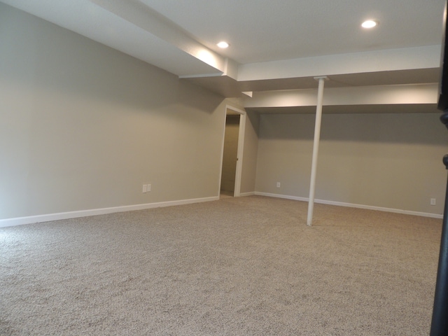 basement with carpet floors