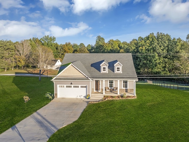 view of front of property with a front lawn and a porch