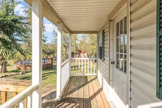 deck featuring a porch