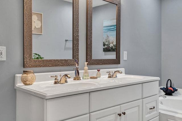 bathroom featuring vanity and a tub