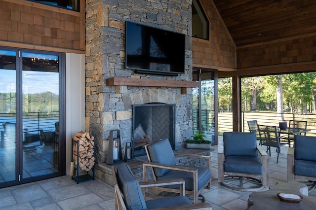 5893 Cairo Bend Rd, Lebanon, TN 37087 - view of patio / terrace featuring an outdoor living space with a fireplace