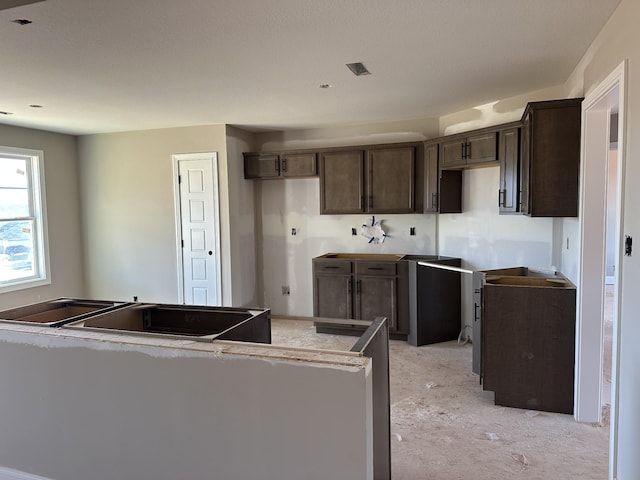 kitchen with dark brown cabinets