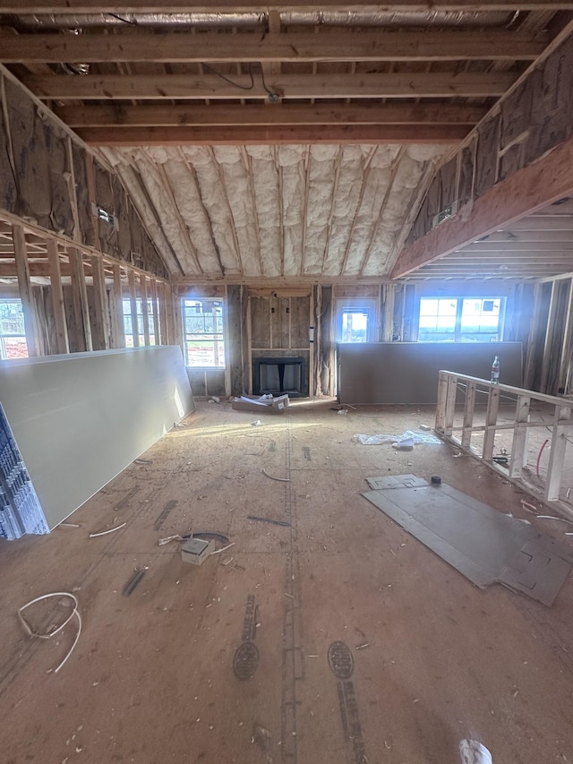 miscellaneous room featuring vaulted ceiling