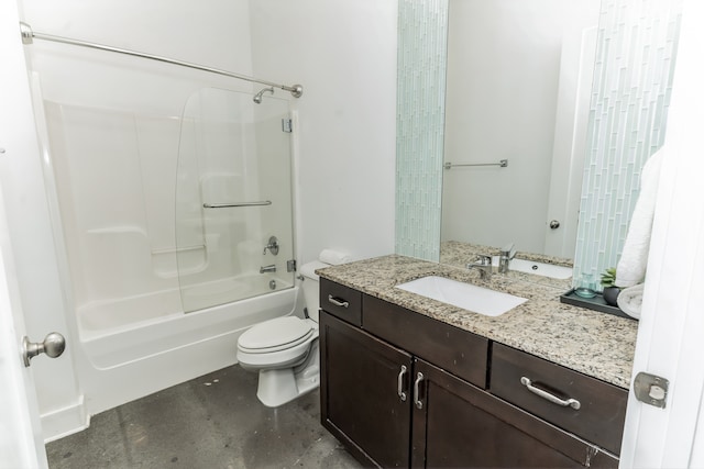 full bathroom with toilet, shower / bathing tub combination, and vanity