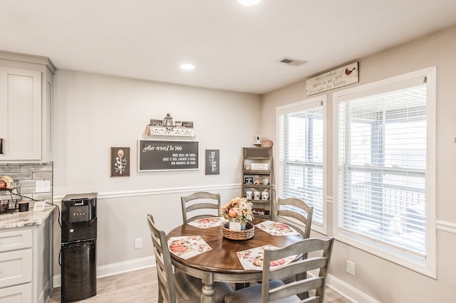 dining area featuring light hardwood / wood-style flooring