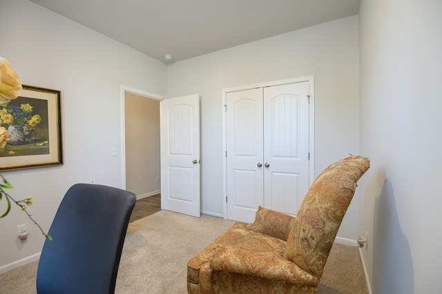 office area featuring carpet flooring